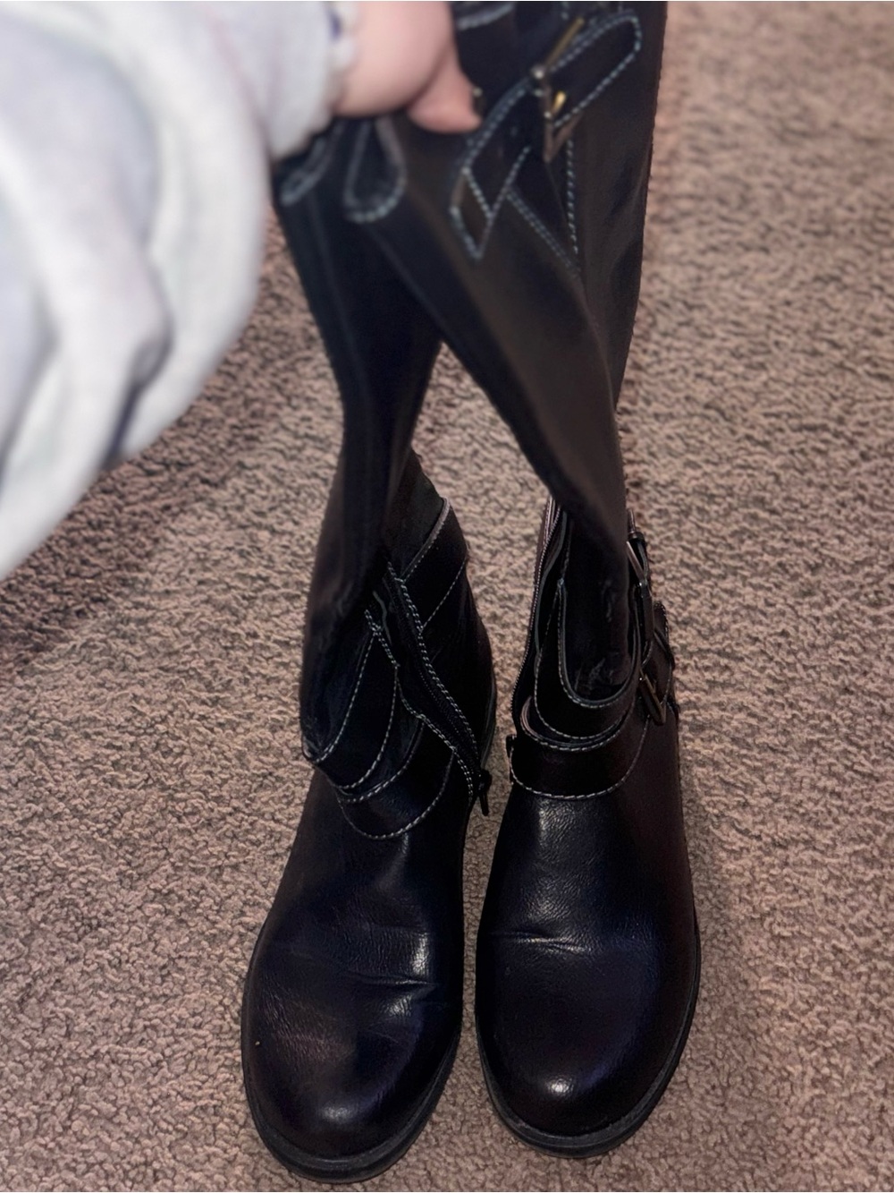 Natural Soul Black Tall Buckle Boots